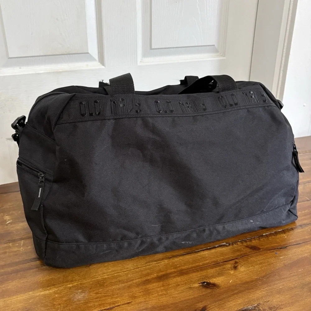 Vtg Y2K Old Navy Gym Duffle Bag Black Travel Pockets Utility 2000 - See